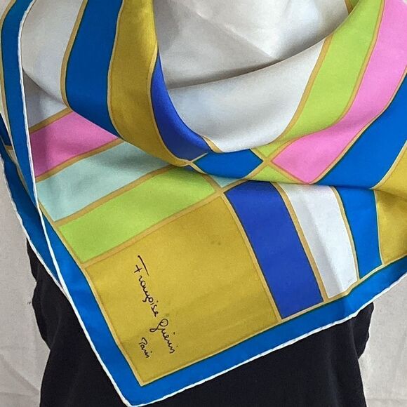 Vintage Francoise Guerin colour block scarf. SC0148 - Picture 3 of 9